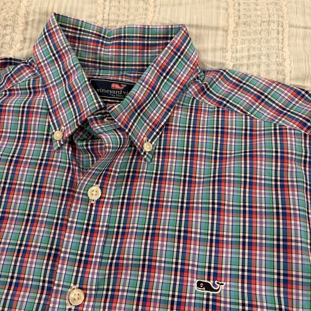Vineyard Vines Slim Fit Plaid Whale Shirt Men’s Medium Long Sleeve Button Down